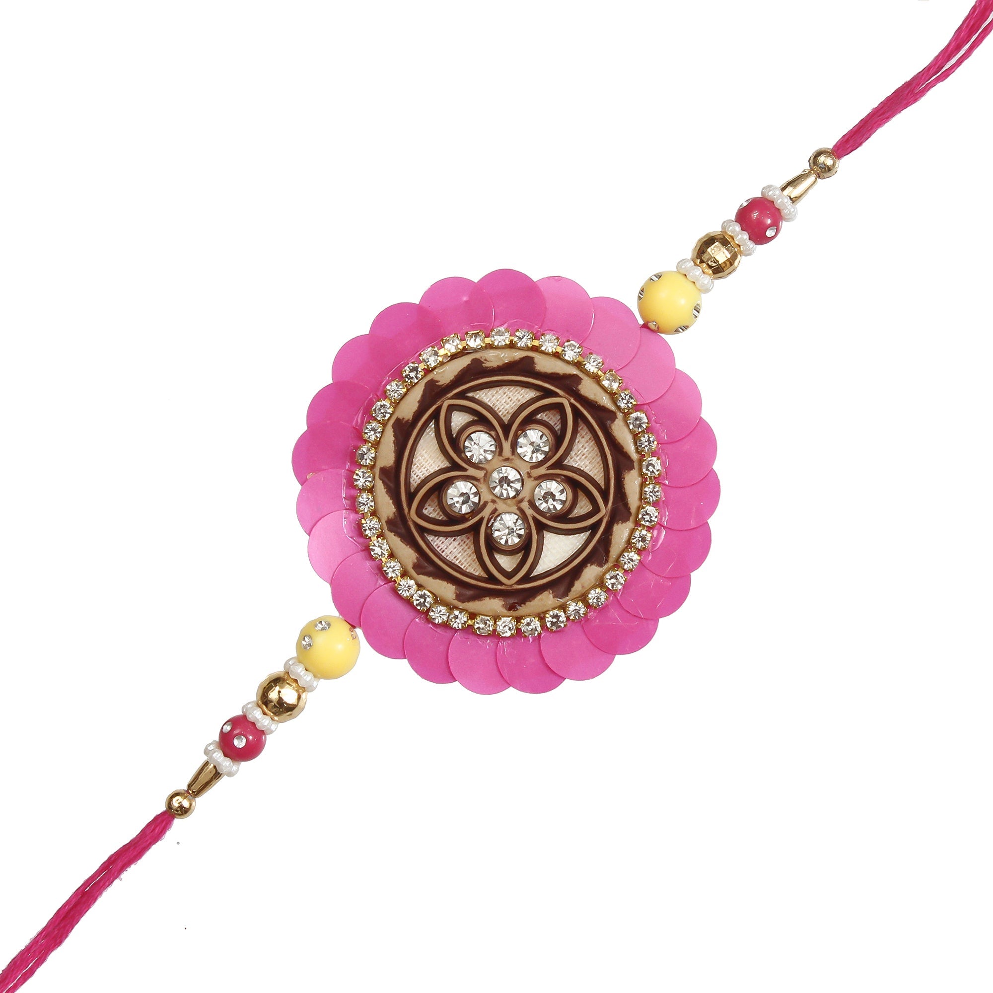 Designer Pearl Rakhi and Roli Chawal Pack, Best Wishes Greeting Card Kafalo