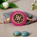 Designer Pearl Rakhi and Roli Chawal Pack, Best Wishes Greeting Card Kafalo