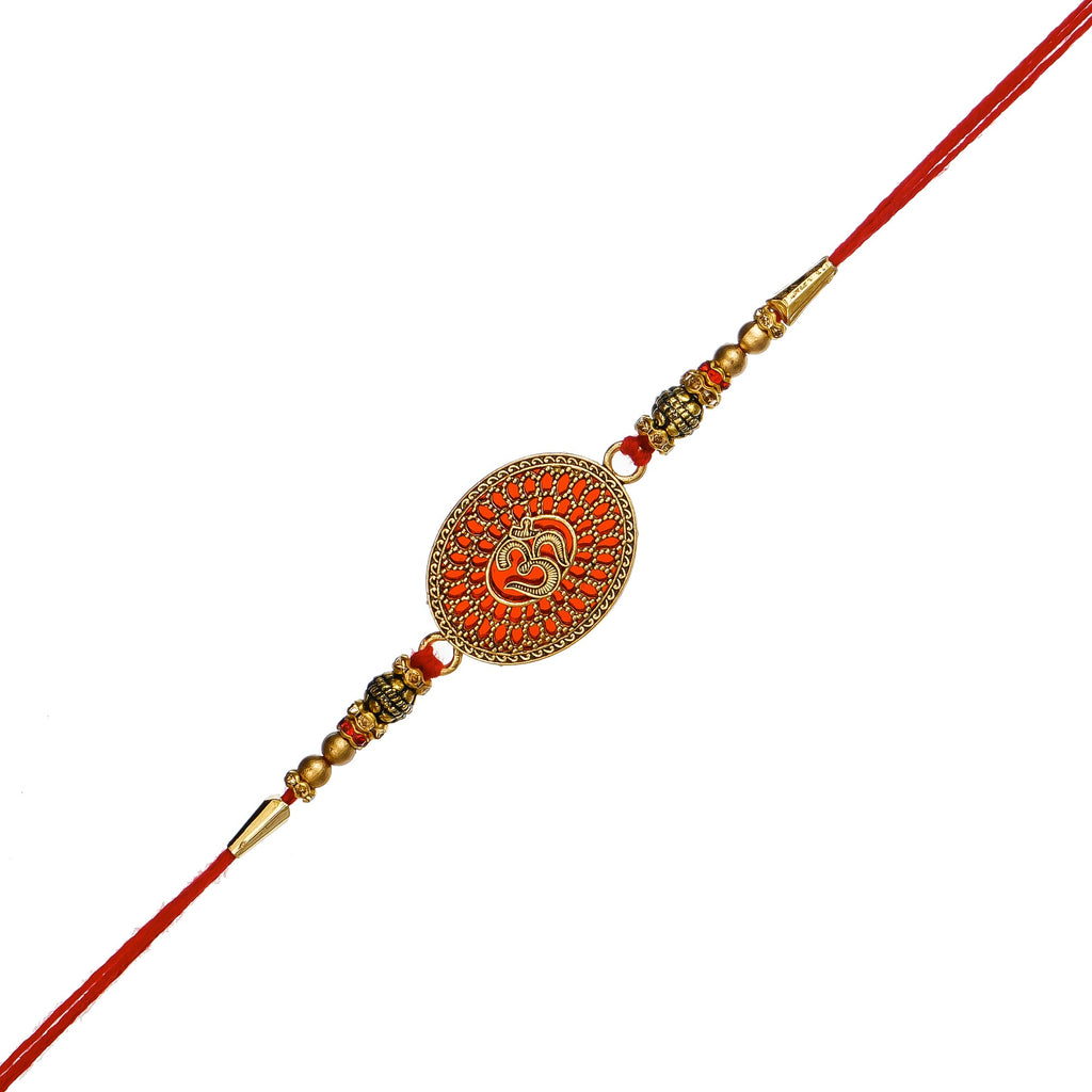 Designer Om Rakhi and Roli Chawal Pack Kafalo