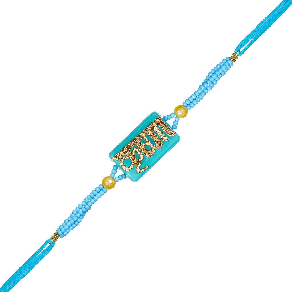 Designer Stone Krishna Rakhi and Roli Chawal Pack Kafalo