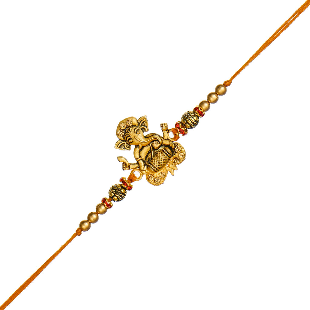 Designer Ganesha Playing Dholak Rakhi and Roli Chawal Pack Kafalo