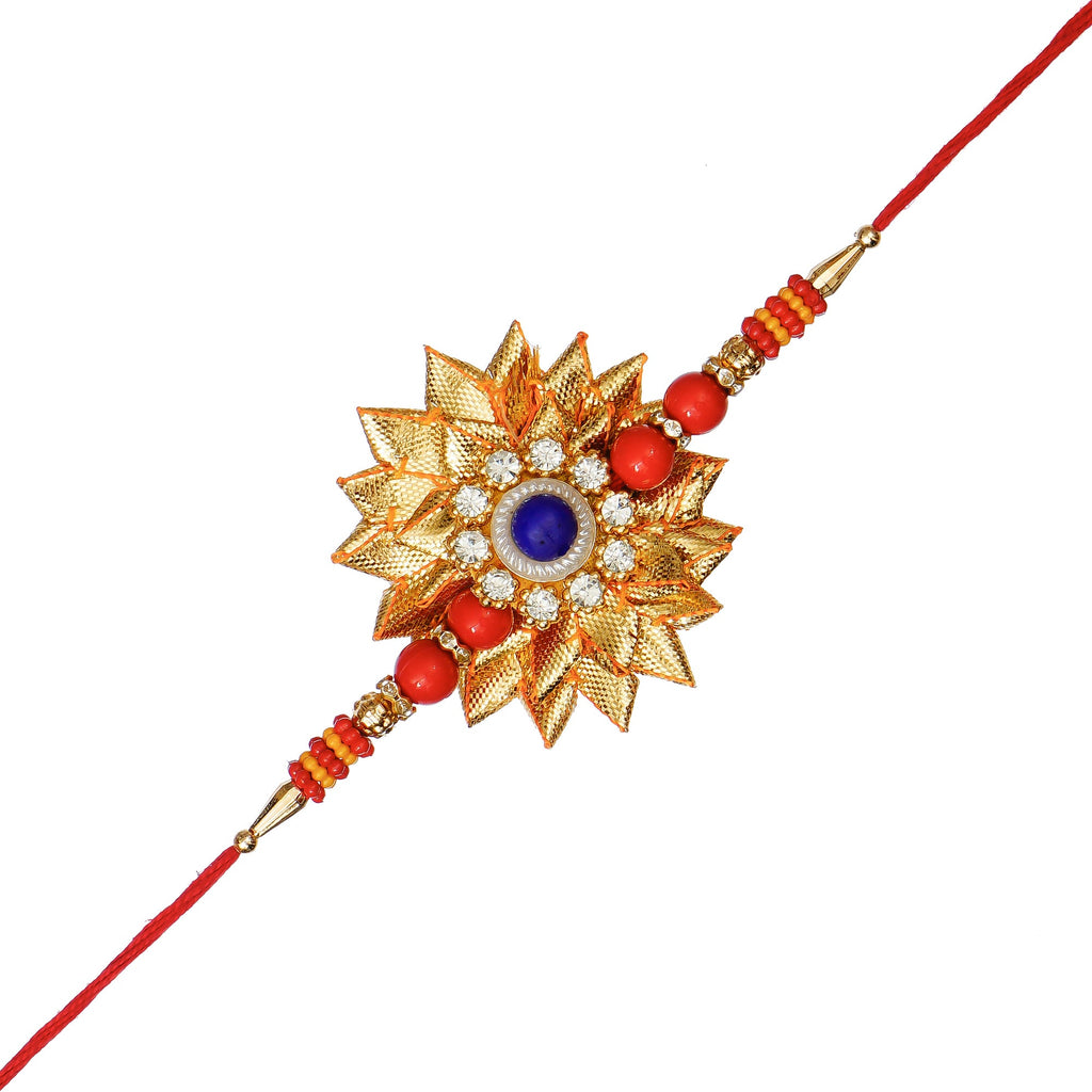 Designer Gota Patti Rakhi and Roli Chawal Pack Kafalo