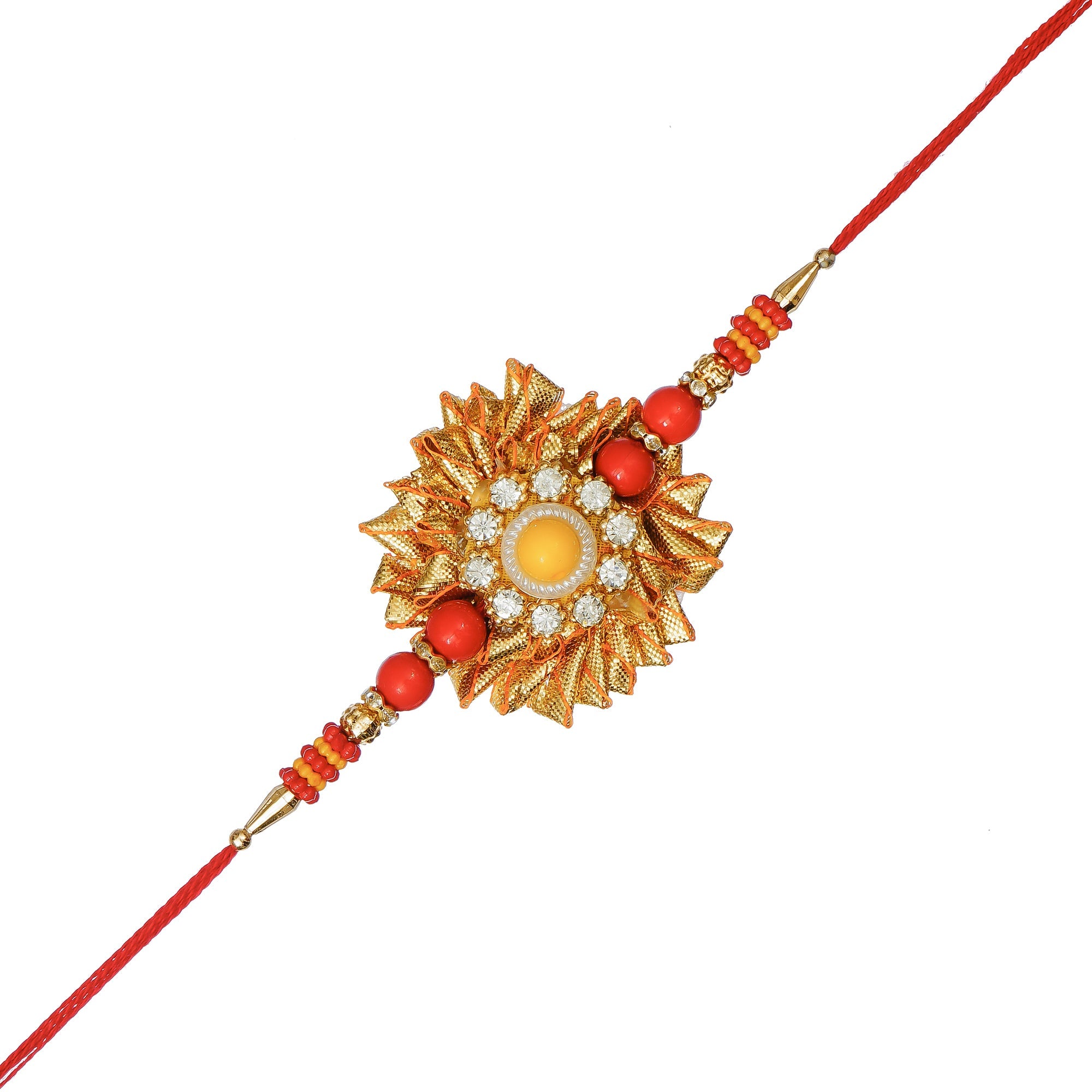 Designer Gota Patti Rakhi and Roli Chawal Pack Kafalo