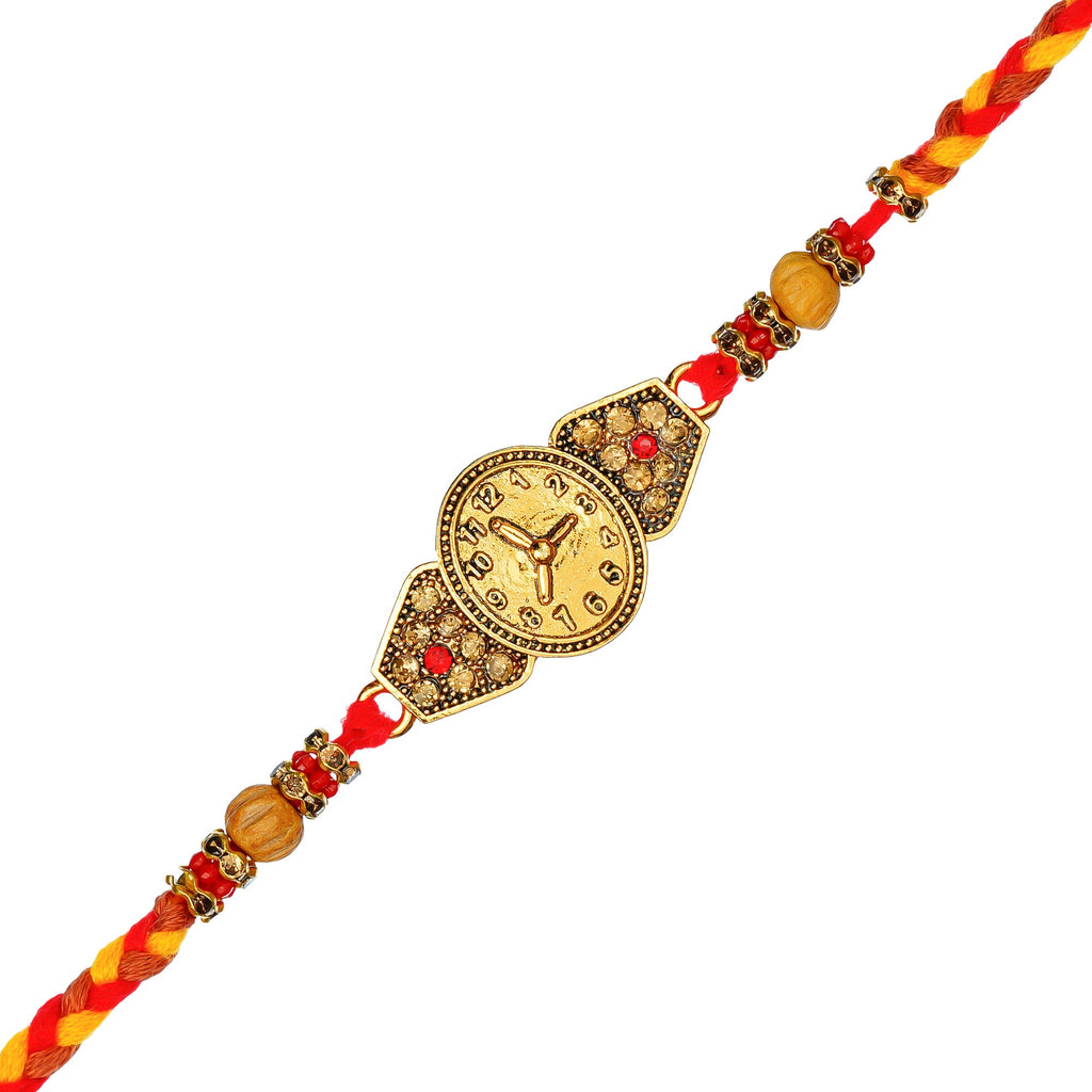 Designer Watch Pattern Rakhi and Roli Chawal Pack Kafalo
