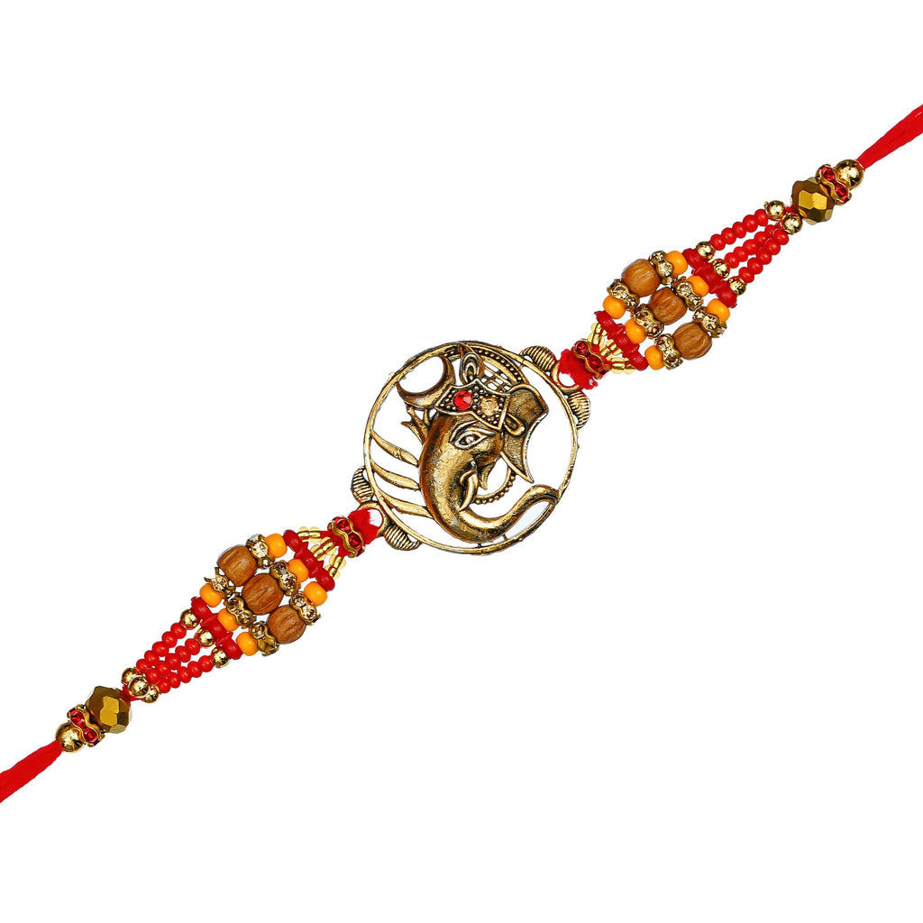Designer Ganesha Rakhi and Roli Chawal Pack Kafalo