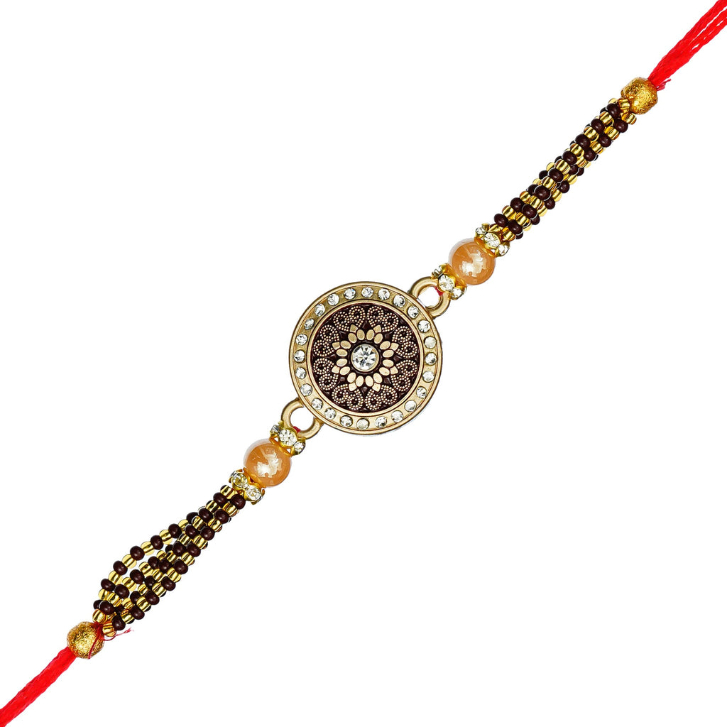 Designer Rakhi and Roli Chawal Pack, Best Wishes Greeting Card Kafalo