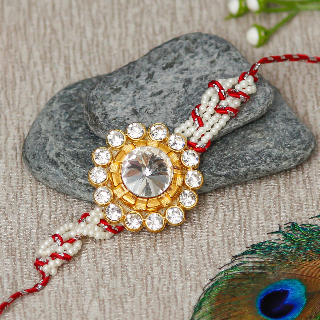 Designer  Handcrafted Rakhi and Roli Chawal Pack, Best Wishes Greeting Card Kafalo
