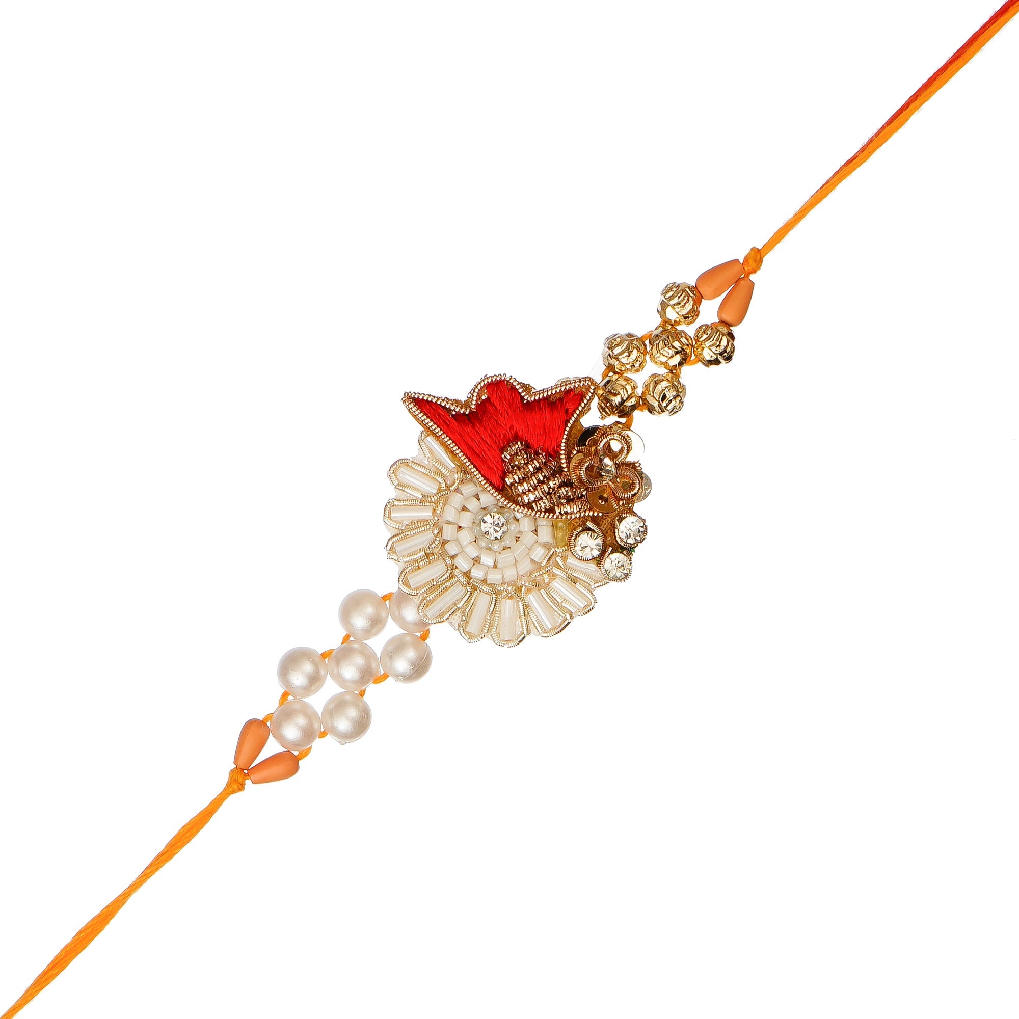 Designer Handcrafted Rakhi and Roli Chawal Pack, Best Wishes Greeting Card Kafalo