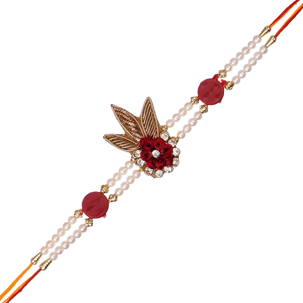 Designer  Handcrafted Rakhi and Roli Chawal Pack, Best Wishes Greeting Card Kafalo