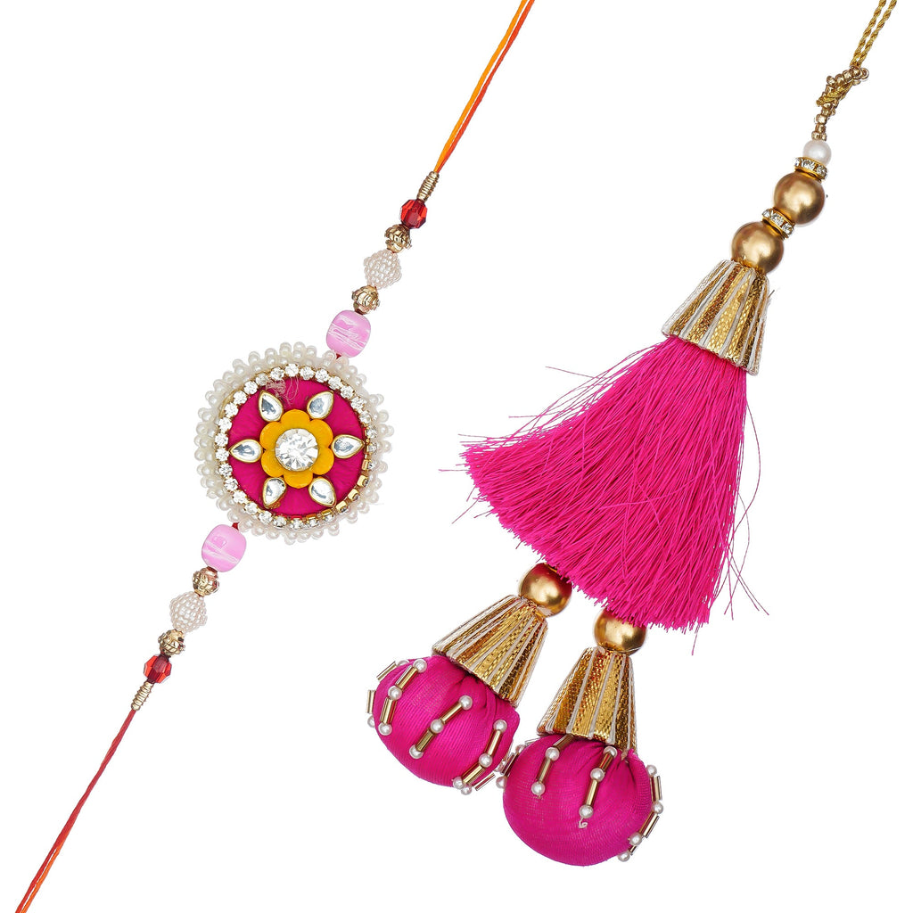 Designer Handcrafted Premium Bhaiya Bhabhi Rakhi and Roli Chawal Pack, Best Wishes Greeting Card Kafalo