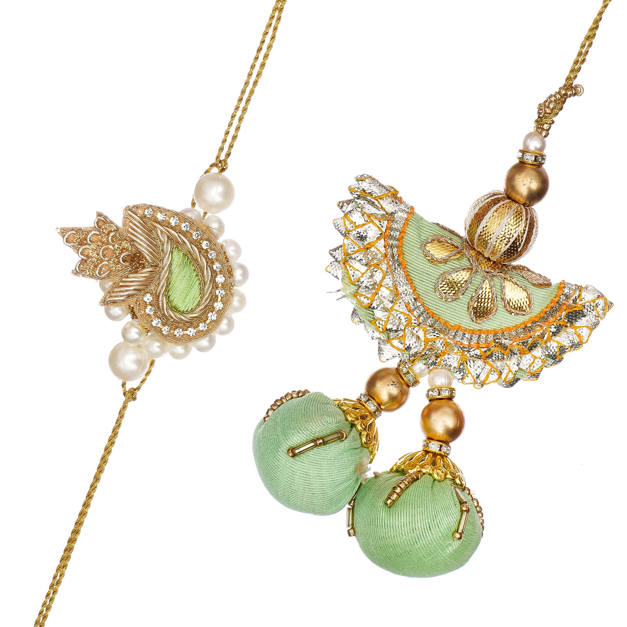 Designer Handcrafted Premium Bhaiya Bhabhi Rakhi and Roli Chawal Pack, Best Wishes Greeting Card Kafalo