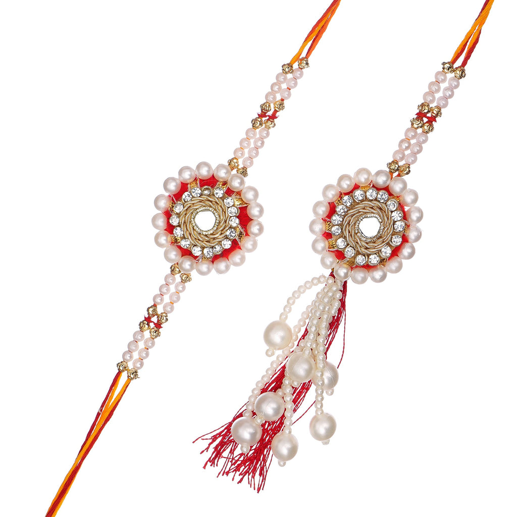 Designer Handcrafted Premium Bhaiya Bhabhi Rakhi and Roli Chawal Pack, Best Wishes Greeting Card Kafalo