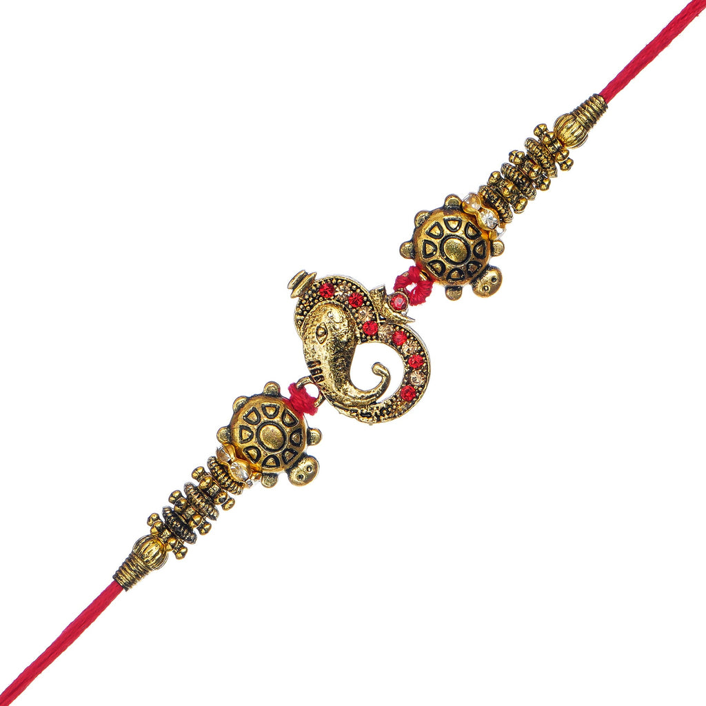 Designer Ganesha Rakhi and Roli Chawal Pack Kafalo
