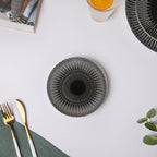 Philocaly Linear Patterned Ceramic Dessert Plate Black 6 Inch Nestasia