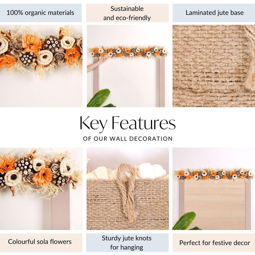 Handmade Door Toran With Orange Sola Flower Nestasia