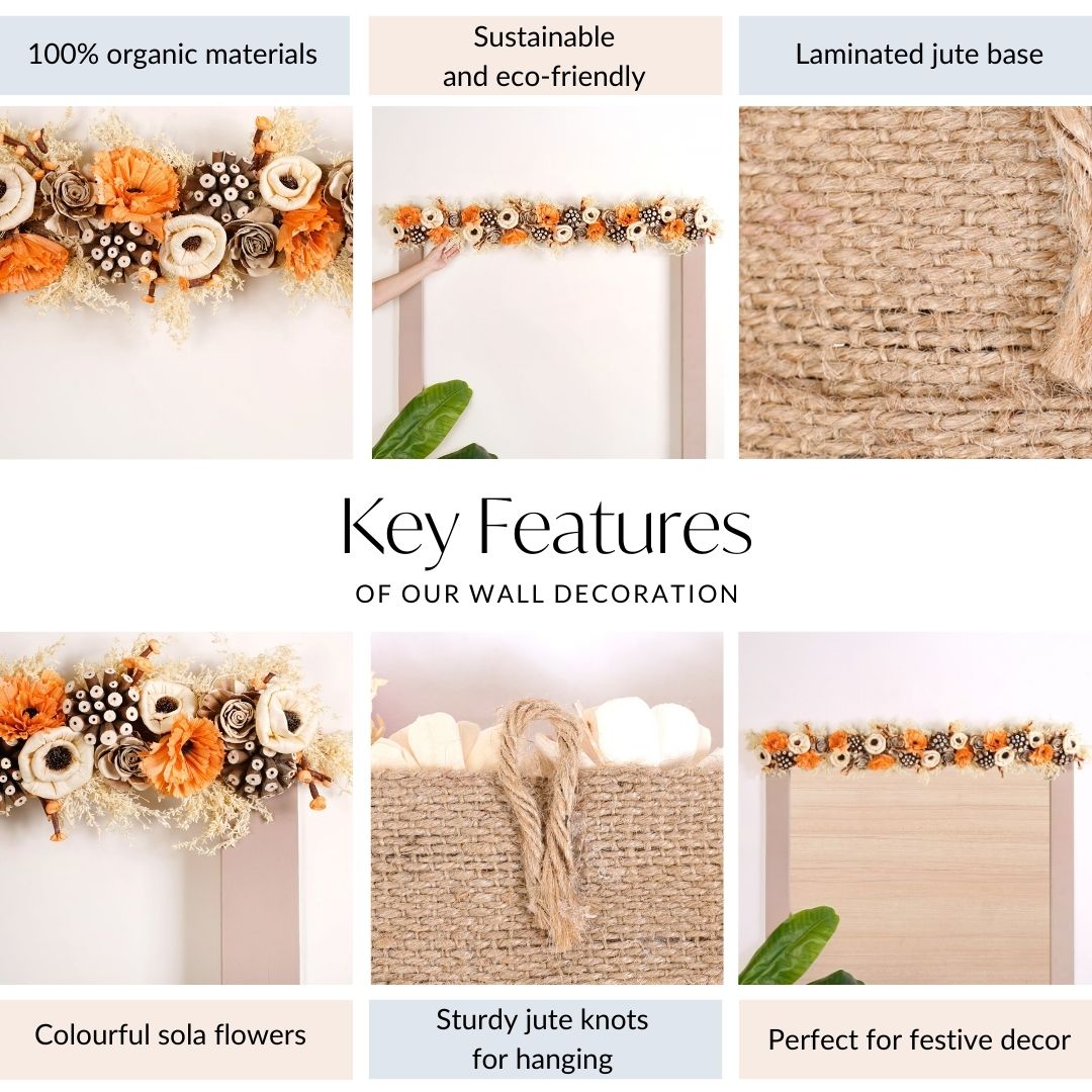 Handmade Door Toran With Orange Sola Flower Nestasia