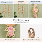 Organic Dried Grass Wall Hanging Light Pink Set Of 2 Nestasia