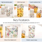 Springtime Borosilicate Cocktail Glassware Set Of 4 340ml Nestasia