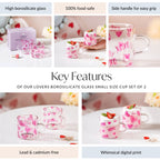 Heart XO Glass Small Size Cup Set Of 2 Pink 140ml Nestasia