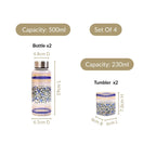 Bluebell Glass Bottle And Tumbler Gift Set Of 4 Nestasia