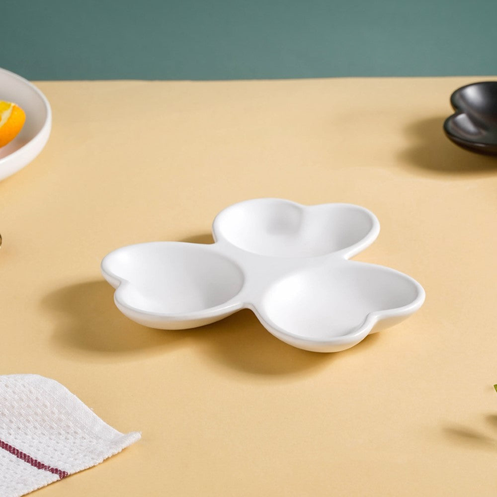 Floral Section Dip Plate White Nestasia