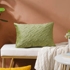 Velvet Lumbar Cushion Cover Green 12x18 inch Nestasia