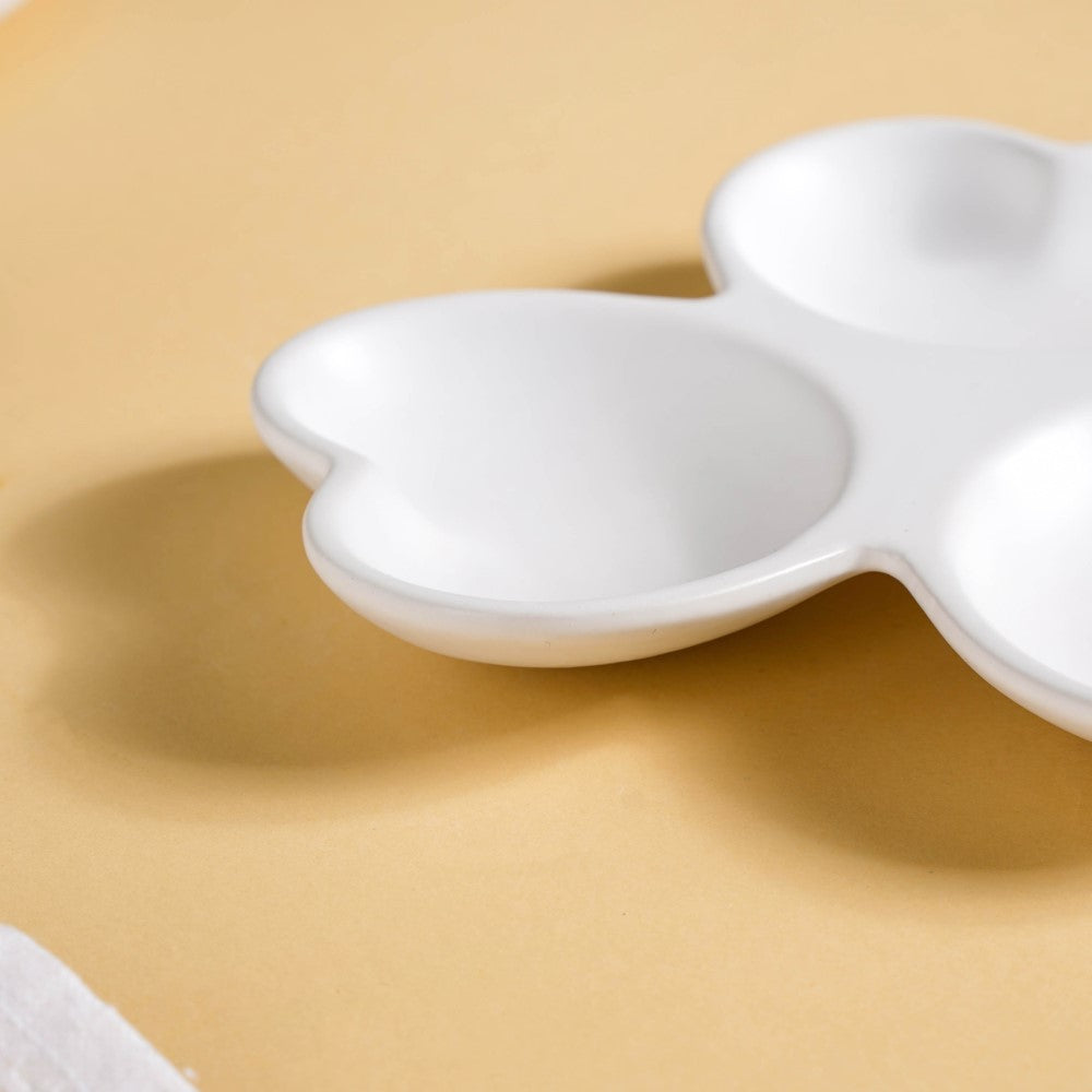 Floral Section Dip Plate White Nestasia
