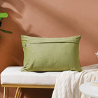 Velvet Lumbar Cushion Cover Green 12x18 inch Nestasia
