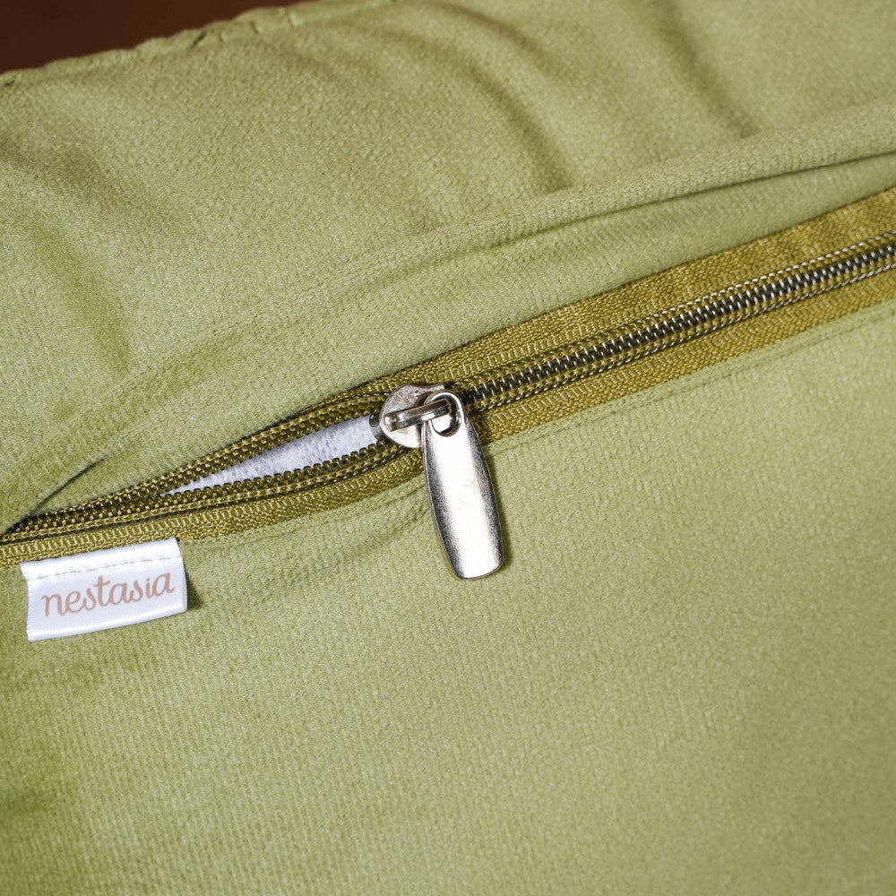 Velvet Lumbar Cushion Cover Green 12x18 inch Nestasia