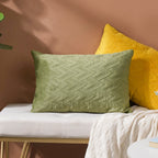 Velvet Lumbar Cushion Cover Green 12x18 inch Nestasia