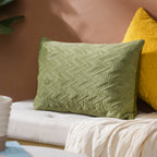 Velvet Lumbar Cushion Cover Green 12x18 inch Nestasia