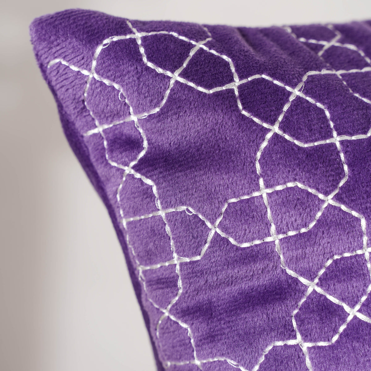 Violet Quilted Velvet Cushion Cover 16 inch Nestasia