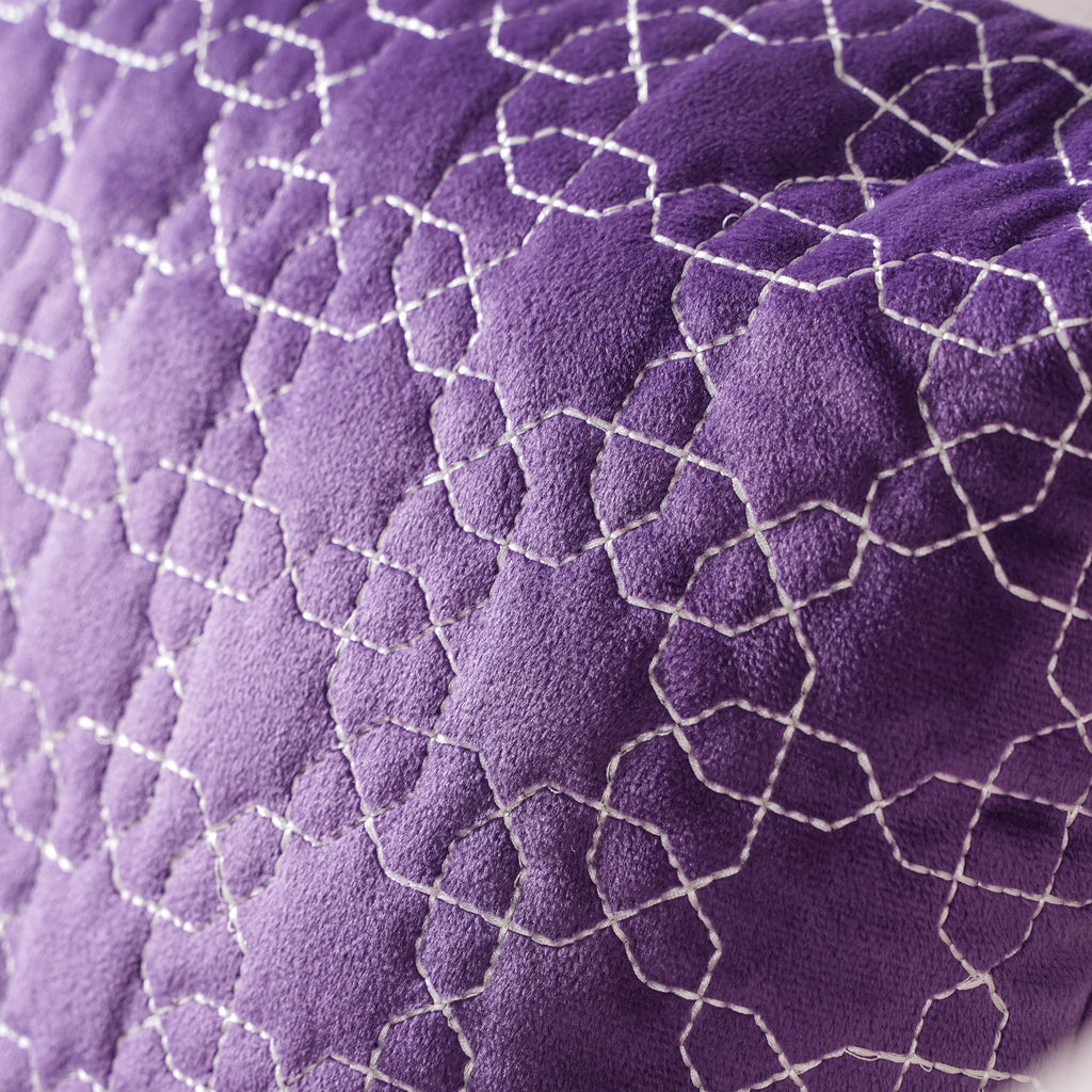 Violet Quilted Velvet Cushion Cover 16 inch Nestasia