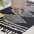 Black Handwoven Carpet for Living Room Nestasia