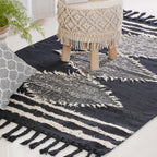 Black Handwoven Carpet for Living Room Nestasia