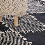 Black Handwoven Carpet for Living Room Nestasia