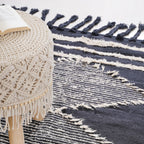 Black Handwoven Carpet for Living Room Nestasia