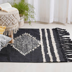 Black Handwoven Carpet for Living Room Nestasia