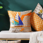 Twin Boats Velvet Cushion Cover 16 inch Nestasia