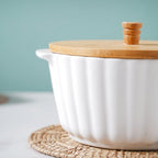 Snow White Scalloped Pot With Lid 8 Inch Nestasia