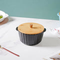 Midnight Black Scalloped Pot With Lid 8 Inch Nestasia