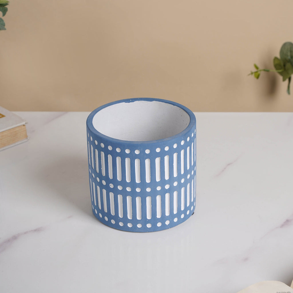 Blue Linear Sculpted Pot Nestasia