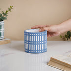 Blue Linear Sculpted Pot Nestasia