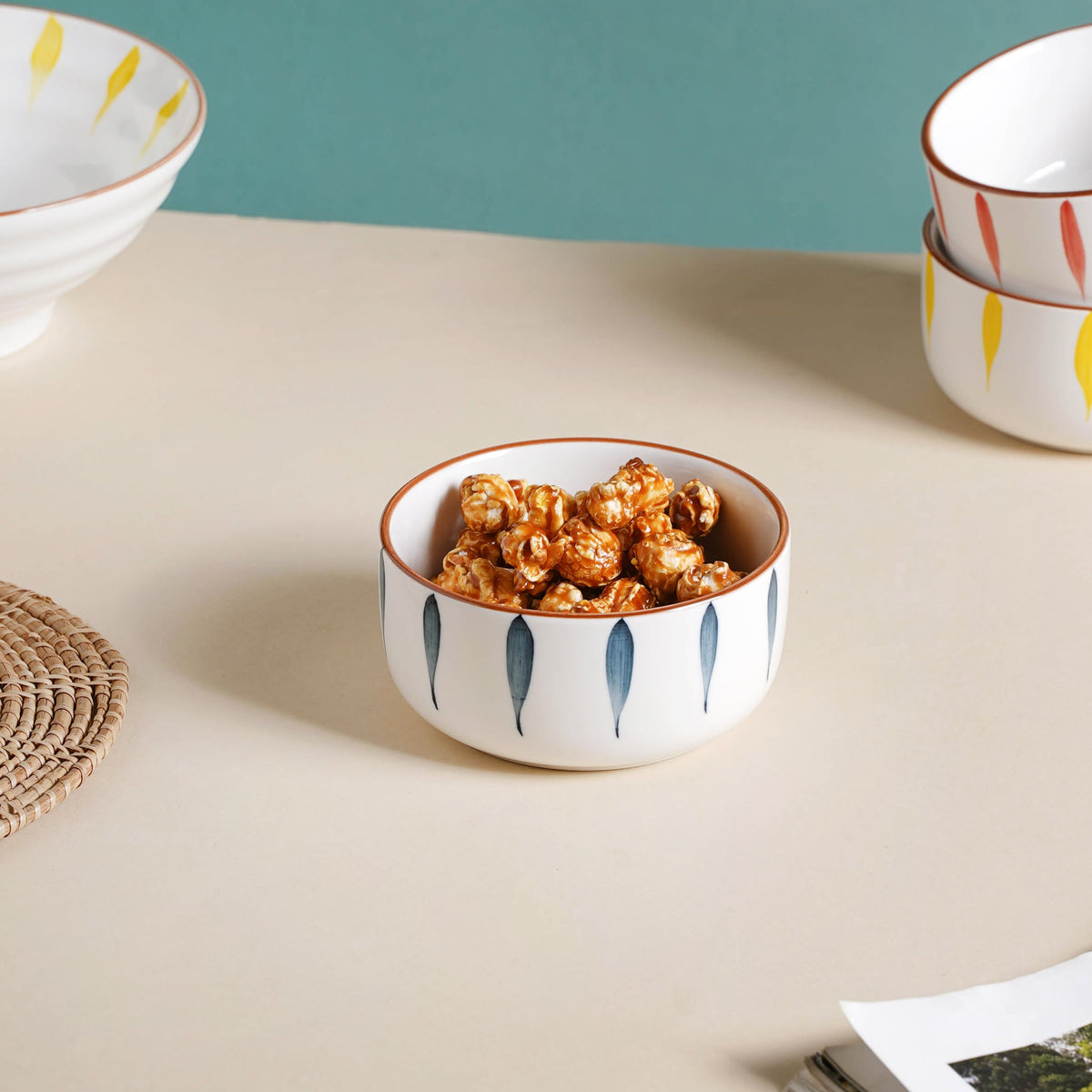 Teardrop Ceramic Soup Bowl Blue Nestasia
