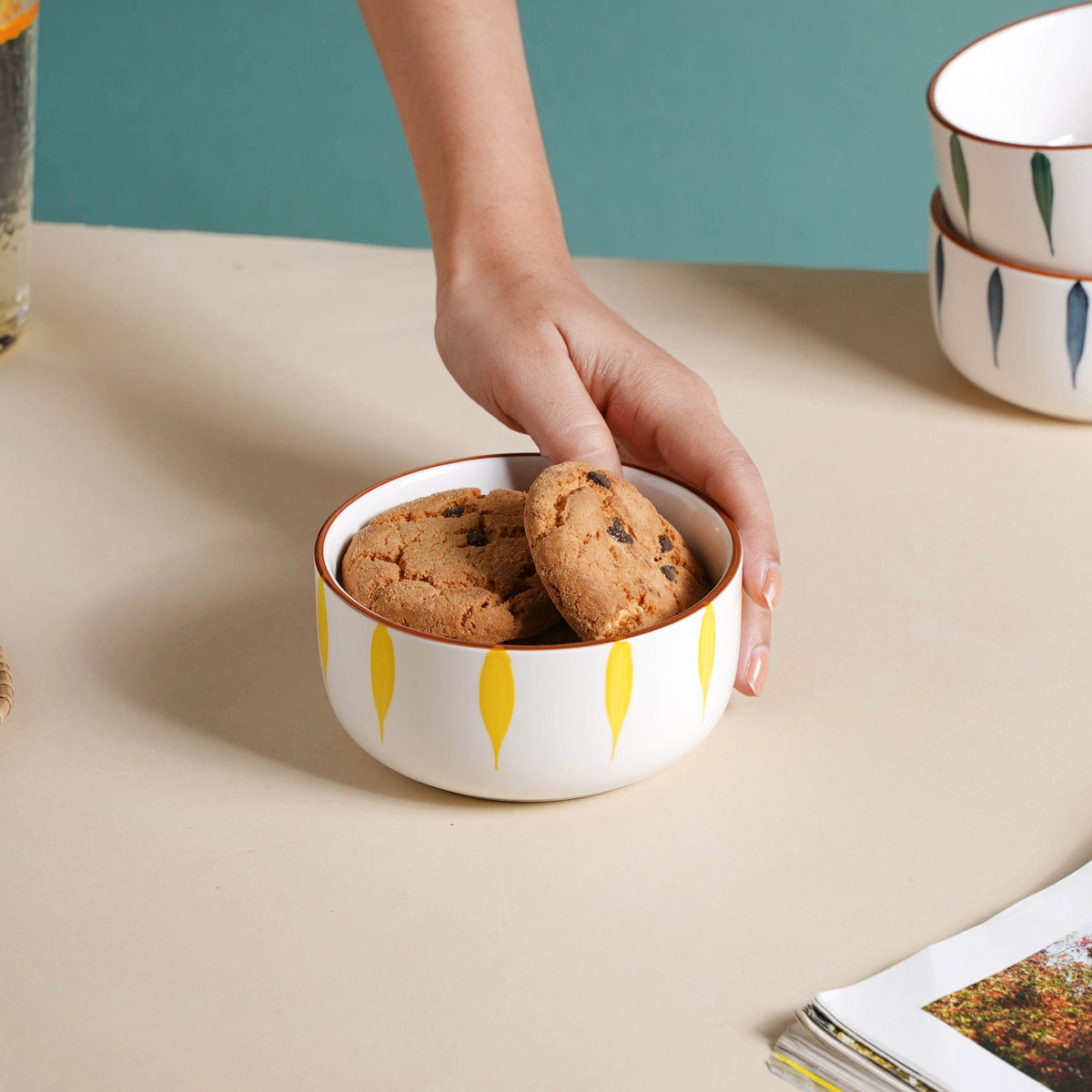Teardrop Ceramic Soup Bowl Yellow Nestasia