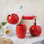 Red Ceramic Bath Set Nestasia