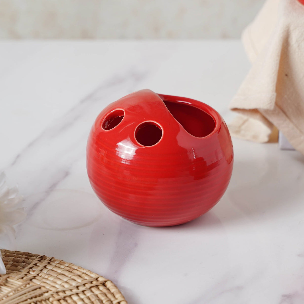 Red Ceramic Bath Set Nestasia