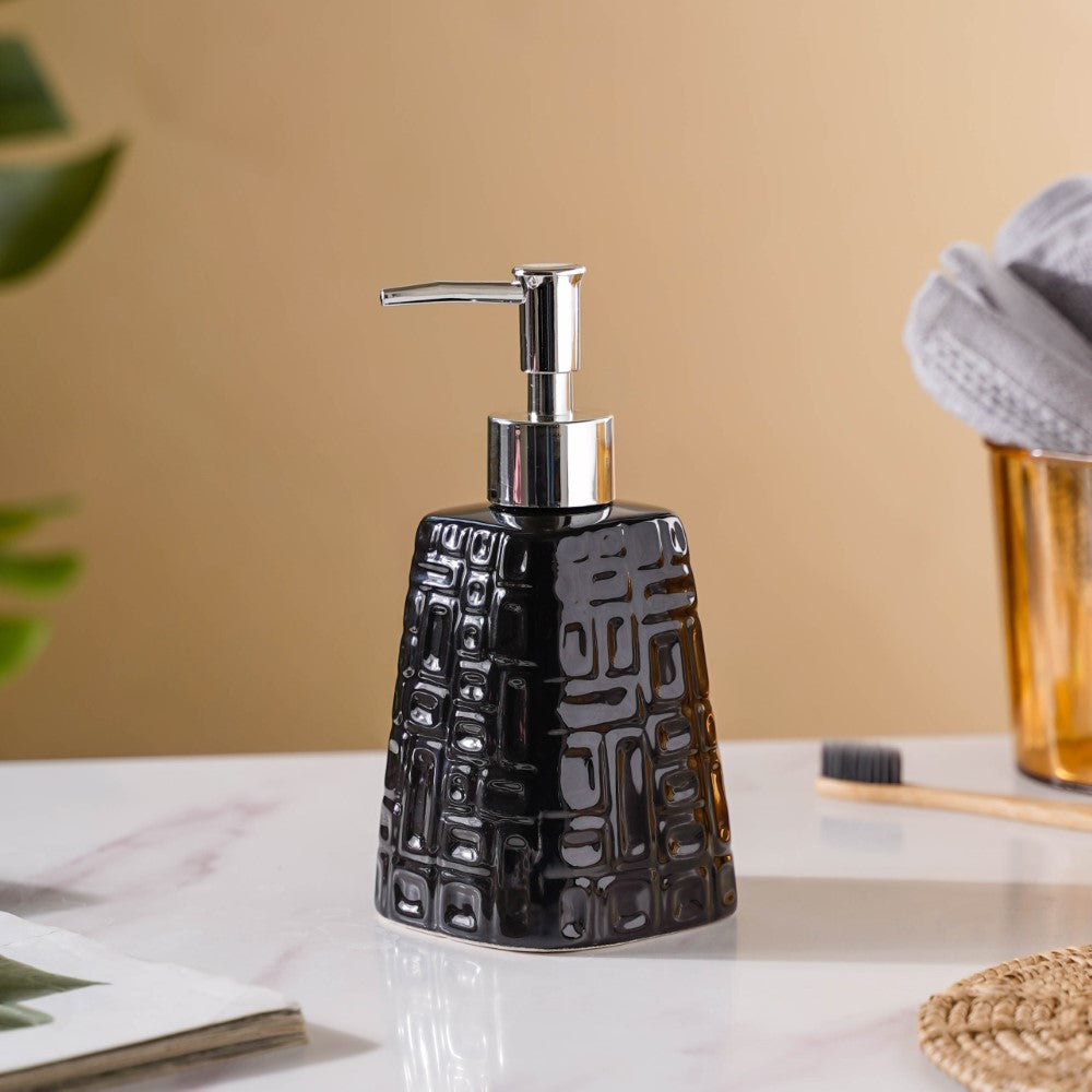 Pyramid Textured Ceramic Dispenser Black 7 Inch Nestasia
