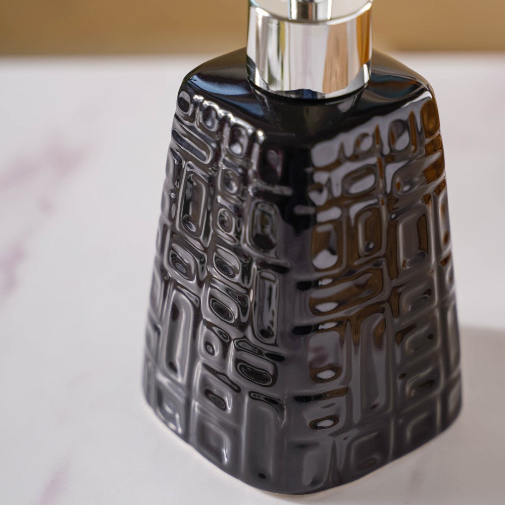 Pyramid Textured Ceramic Dispenser Black 7 Inch Nestasia