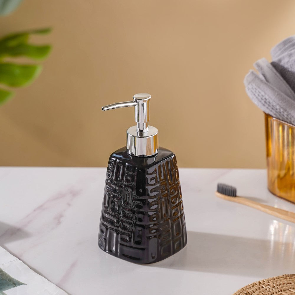 Pyramid Textured Ceramic Dispenser Black 7 Inch Nestasia